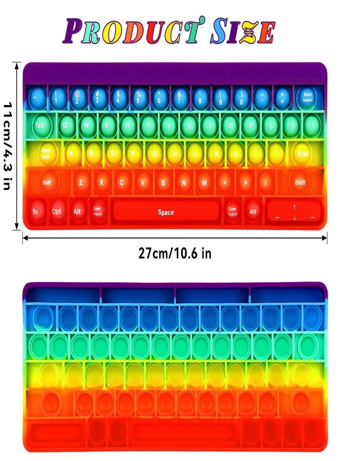DEARIDAP Rainbow Keyboard Shape Silicone Squeeze Toys, Bubble Fidget Sensory Toys, Anxiety & Stress Reliever Autism Toy for Kids Adults School Classroom Gift Party Favors - Image 2